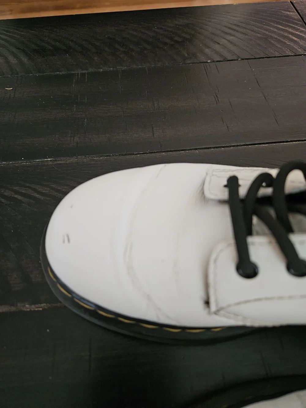 Dr. Martens White Leather Lace-Up Boot with Black Trim